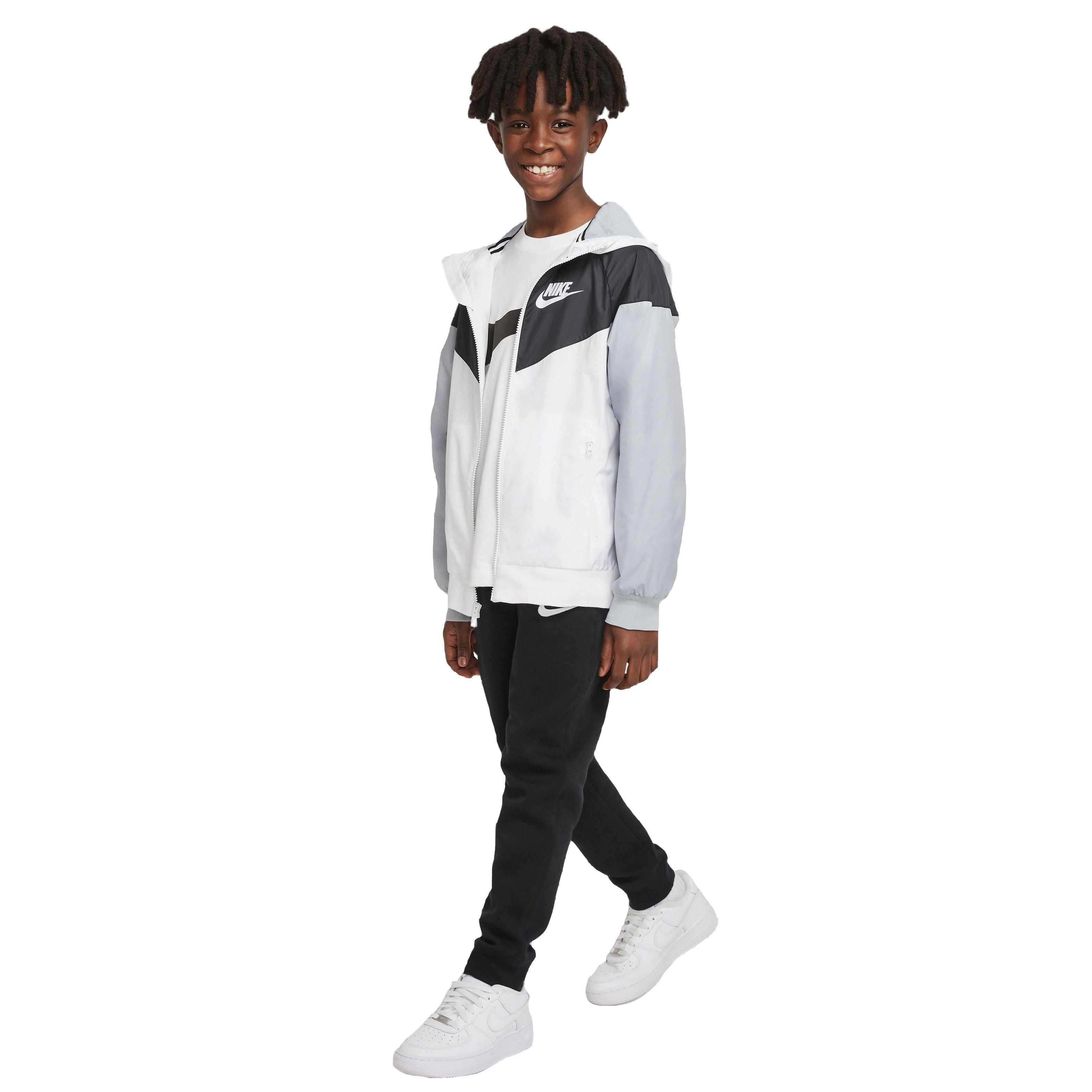 Nike Big Boys' Sportswear Windrunner Jacket-White/Black/Grey